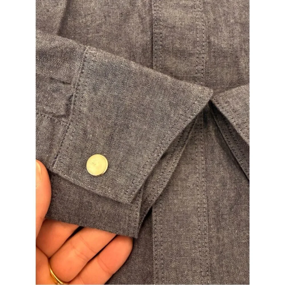 Simms Navy Chambray Long-Sleeve Button-Up Shirt - Size Medium